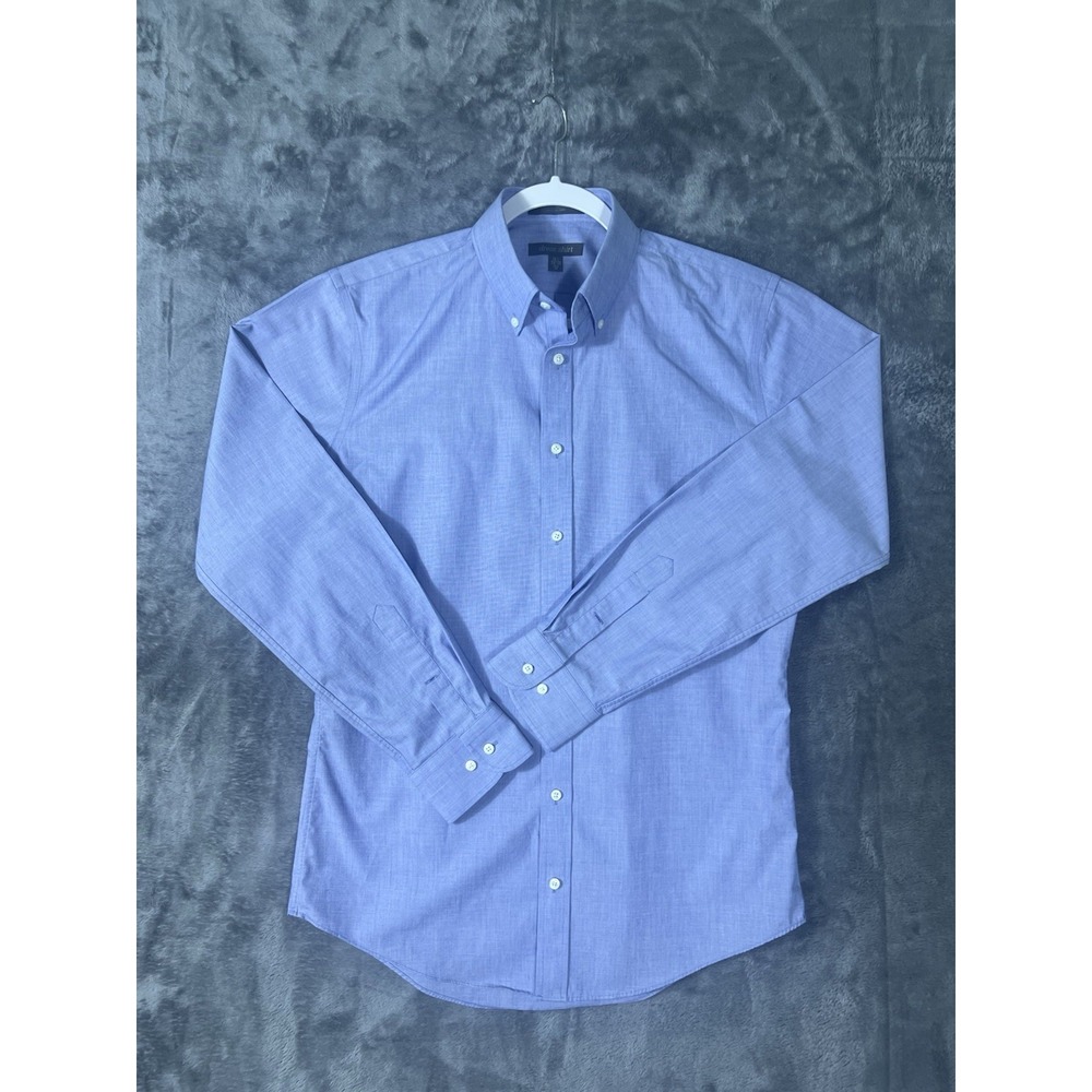 Nordstrom Men's Shop Trim Fit Blue/White Geometric Dress Shirt 15.5 34/35